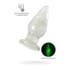 Анальная втулка Sexus Glass светящаяся в темноте, стекло, прозрачная, 9,8 см