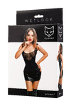 Платье Glossy Rimma с сеточкой из материала Wetlook, черное, XL